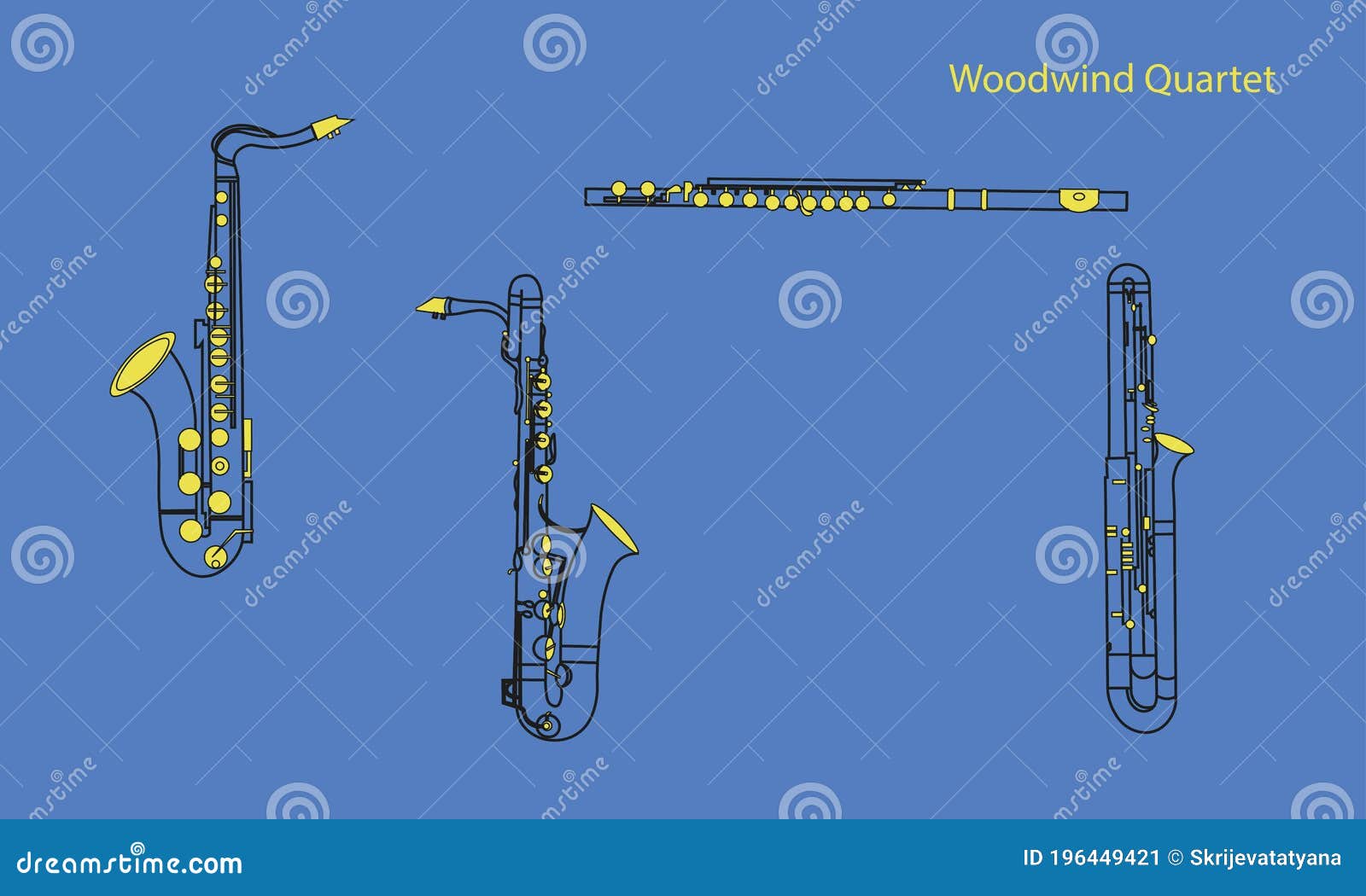 manuskript Minister lån Mixed Line, Shape or Outline Forms of Musical Instruments As Saxophones, Sax,  Bassoon and Flute Woodwind Quartet in Black Countou Stock Vector -  Illustration of classical, jazz: 196449421