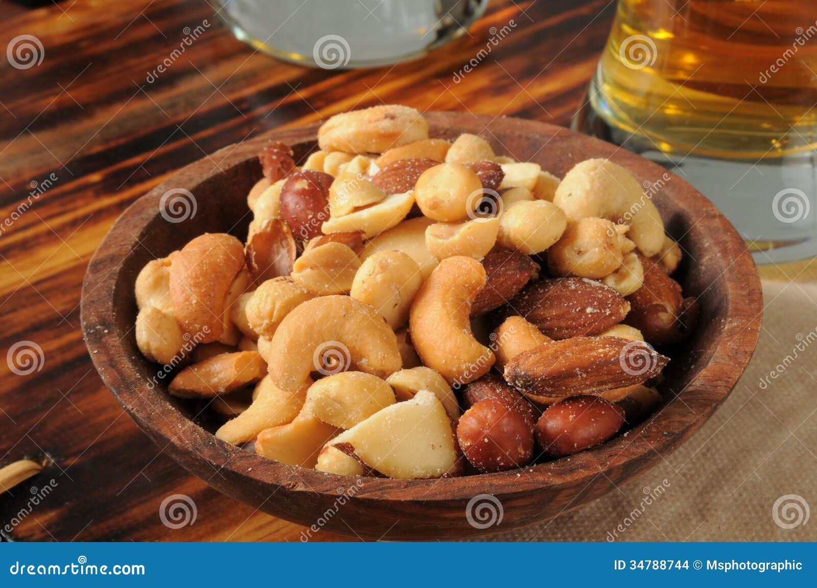 Mixed nuts and beer stock photo. Image of bowl, tall 34788744