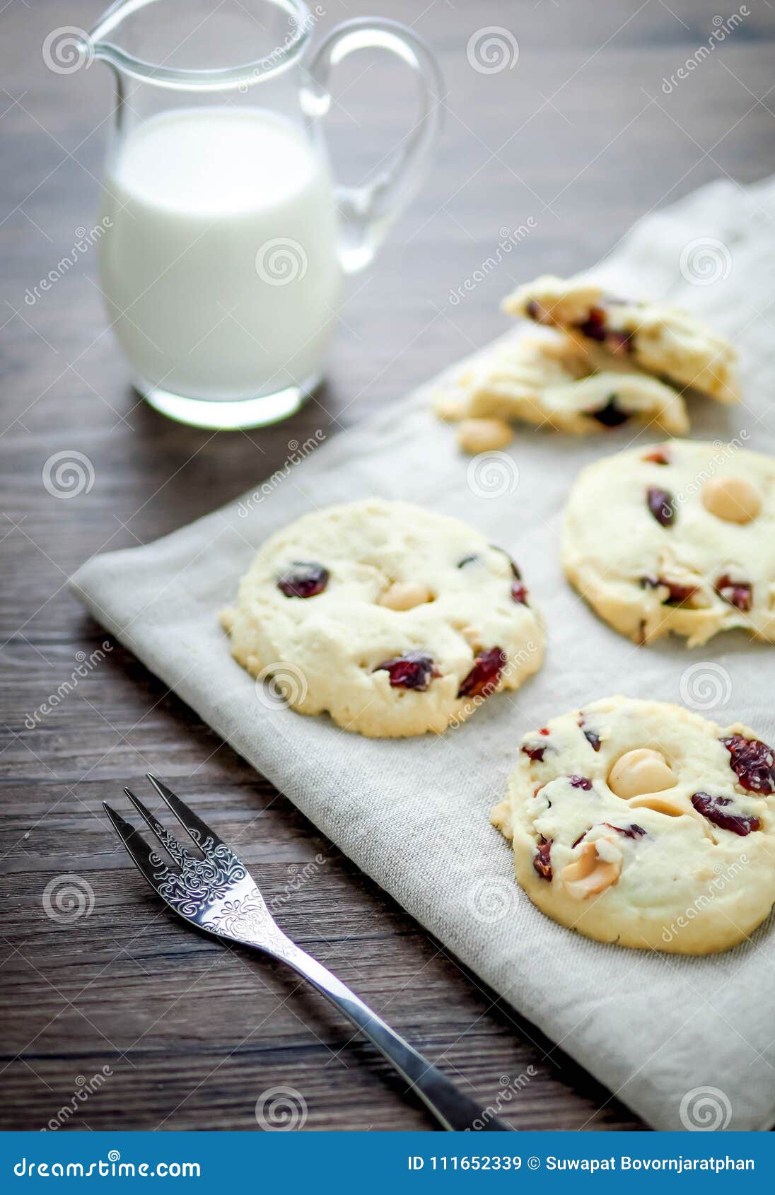 Mixed Nuts Cookies and Folk. Stock Image Image of tasty, white 111652339