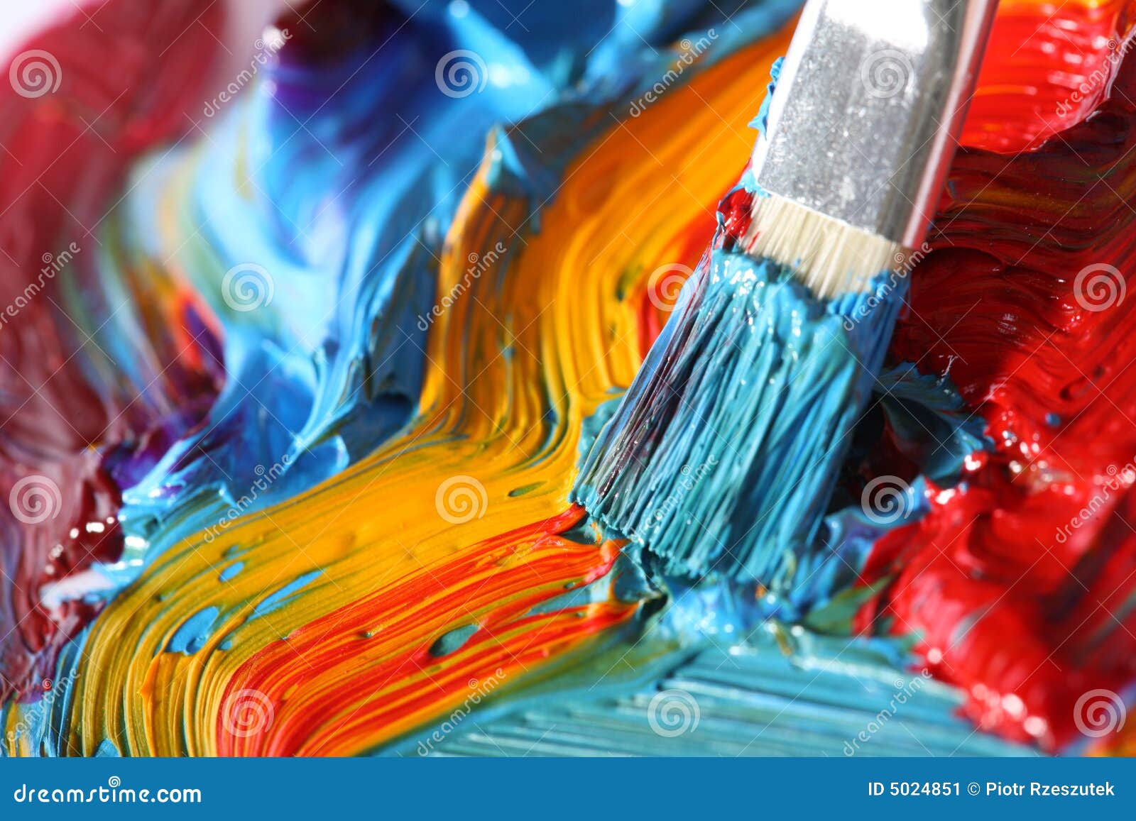 Mixed Oil Paint with Paintbrush Stock Image Image of blue, artist