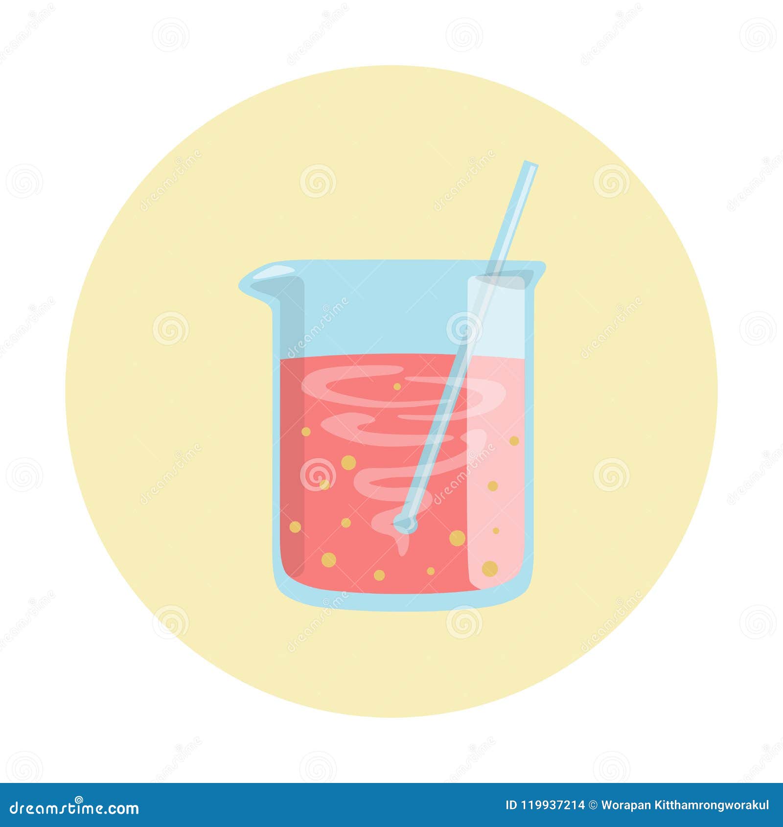 Mixed Beaker by Stirring Rod Lab Equipment Stock Illustration