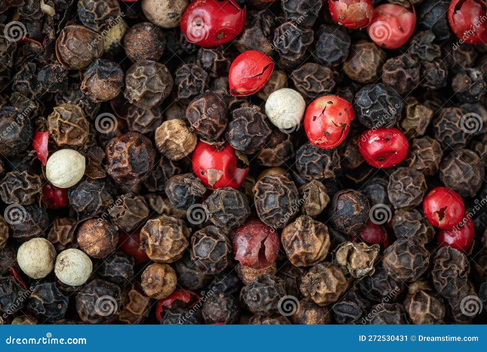 Mixed Peppercorns Background. Different Colored Peppercorns Stock Image