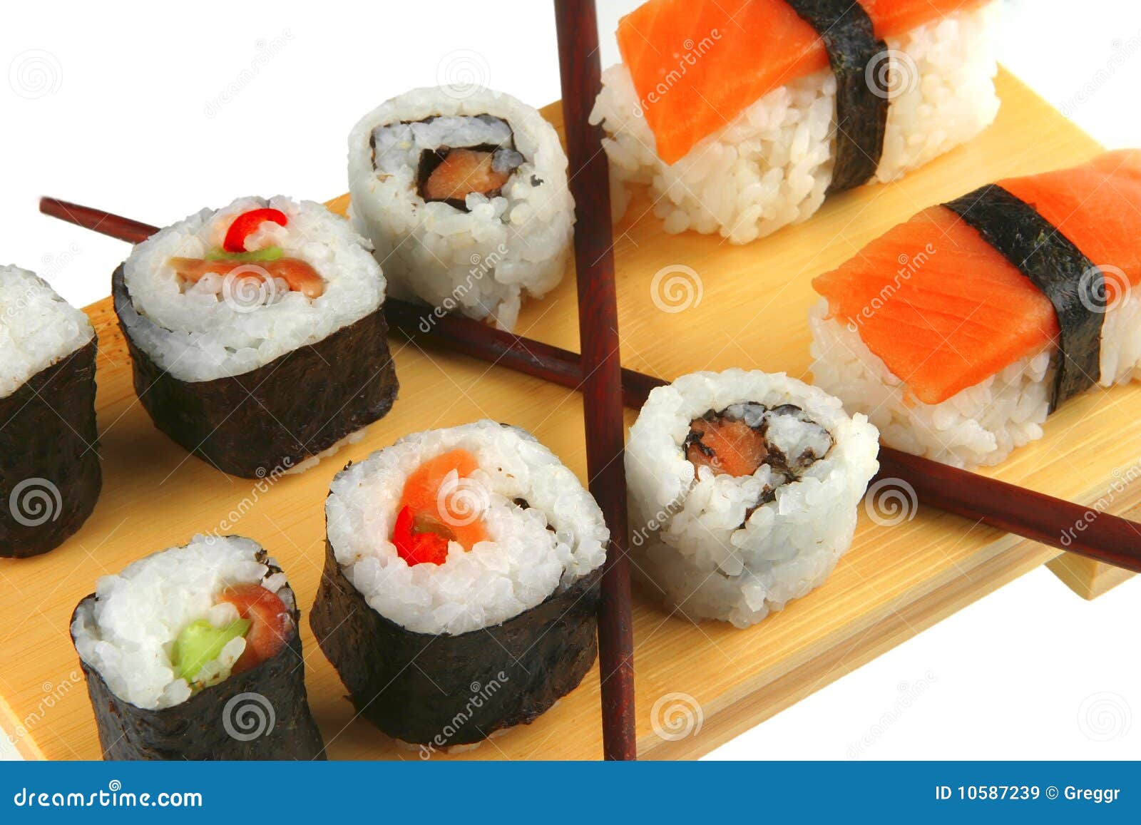 Mixed Plate of Salmon Sushi Stock Image Image of isolated, drink