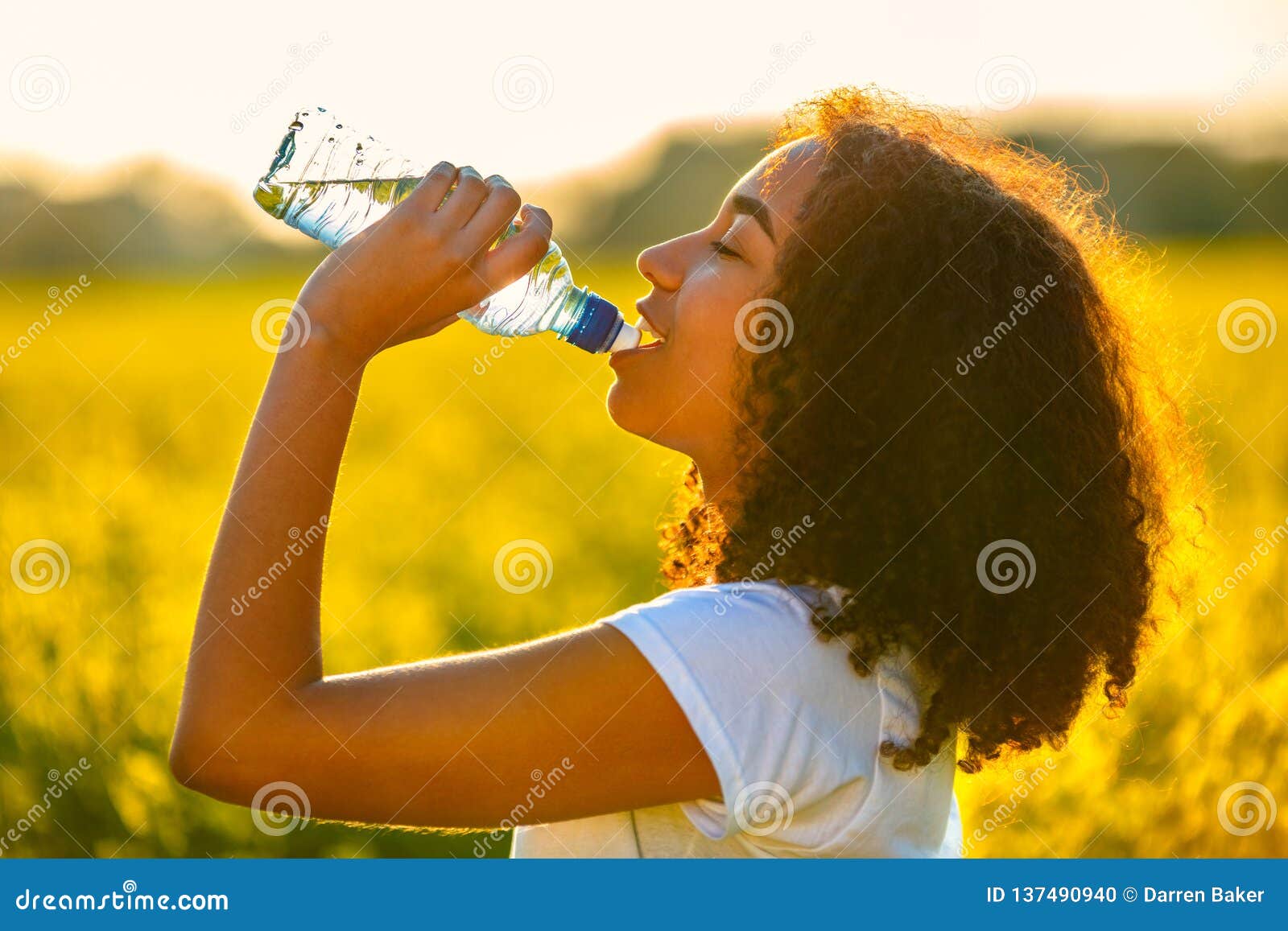 teen drinking water