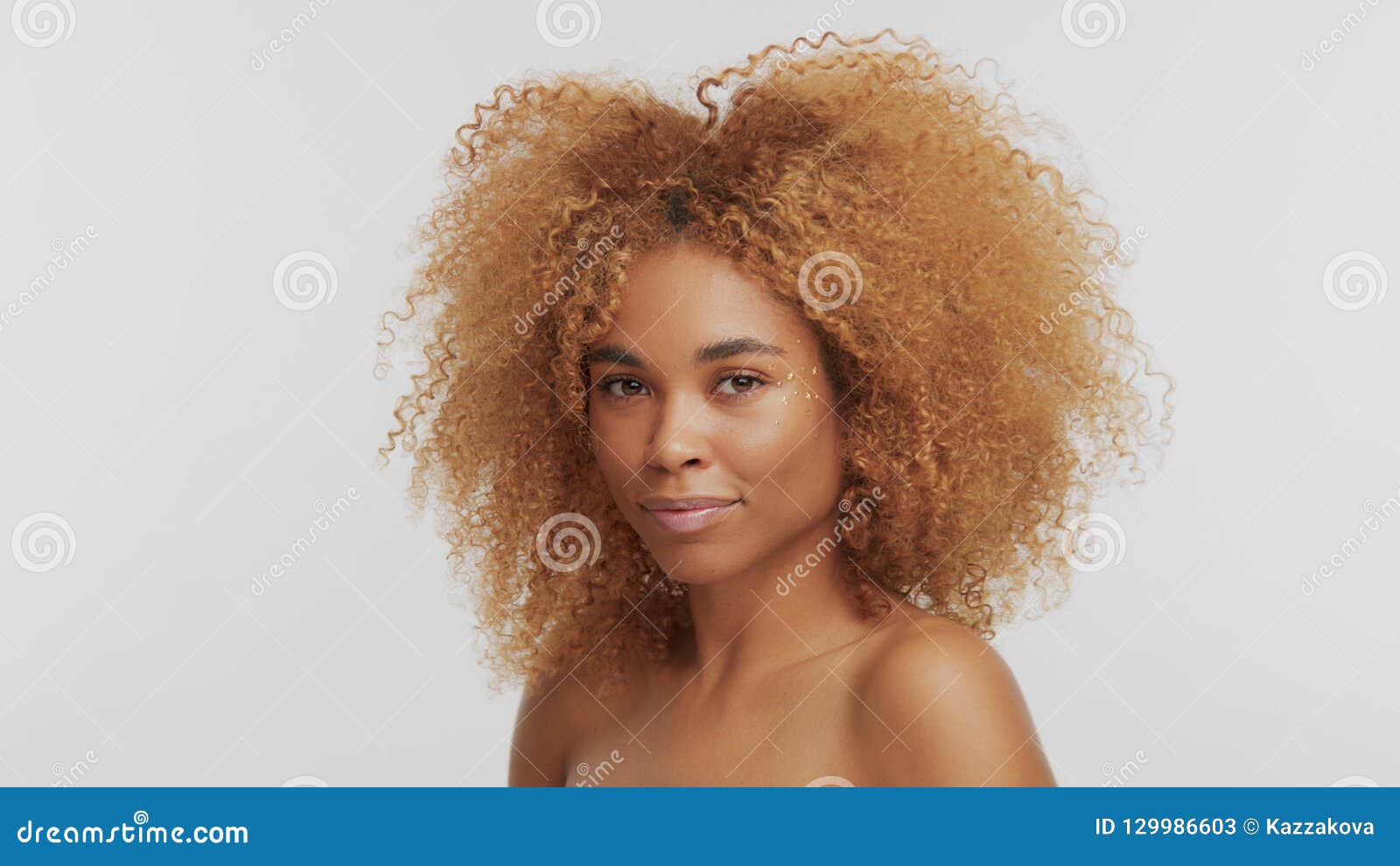 Mixed Race Black Blonde Model With Curly Hair Stock Image Image