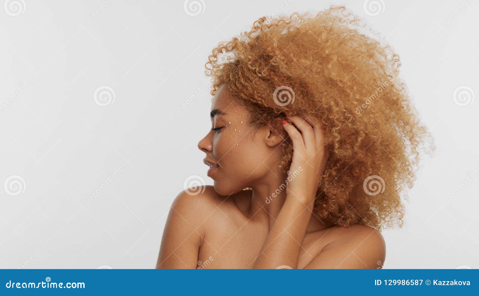 Mixed Race Black Blonde Model With Curly Hair Stock Image