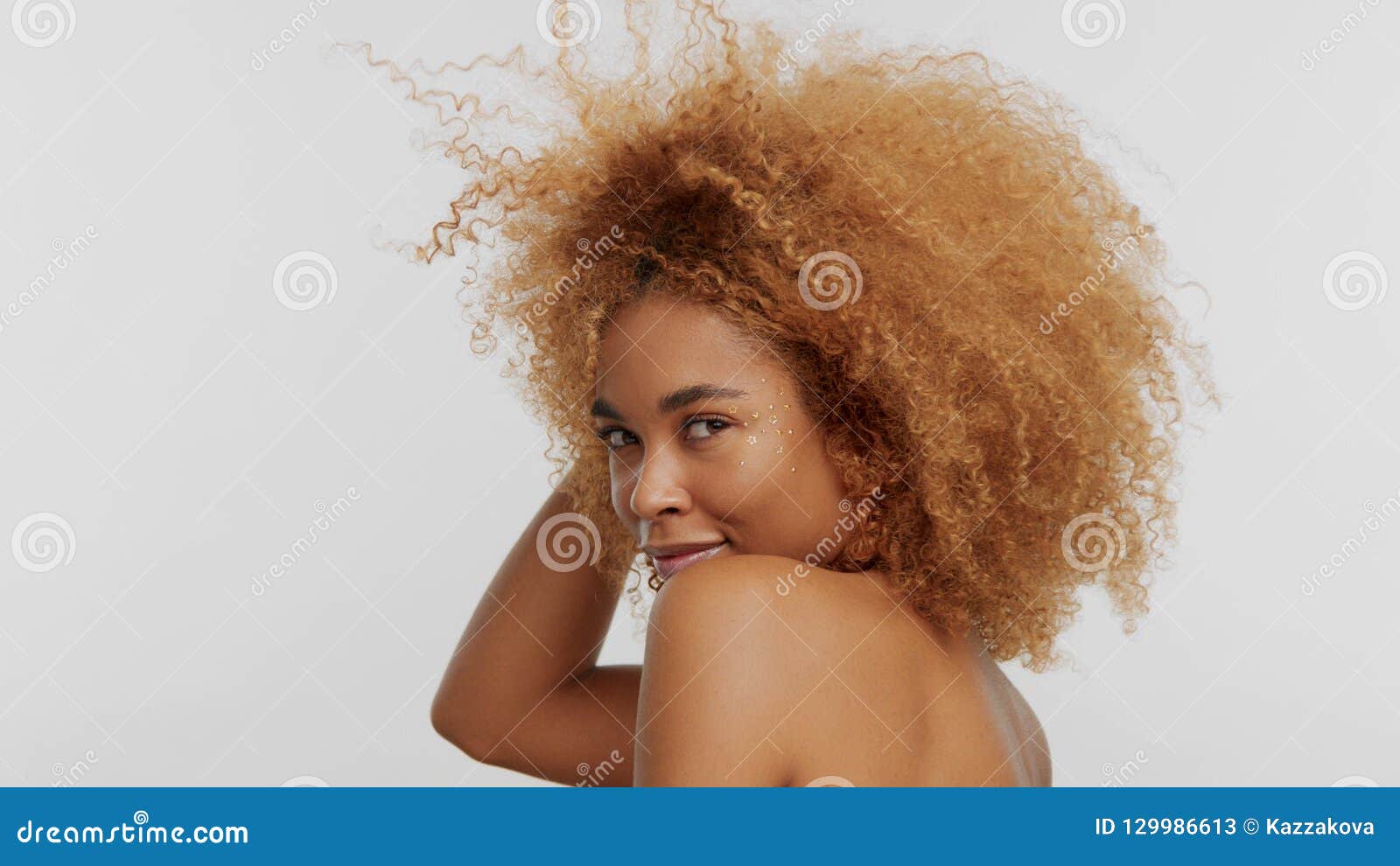 Mixed Race Black Blonde Model With Curly Hair Stock Image Image