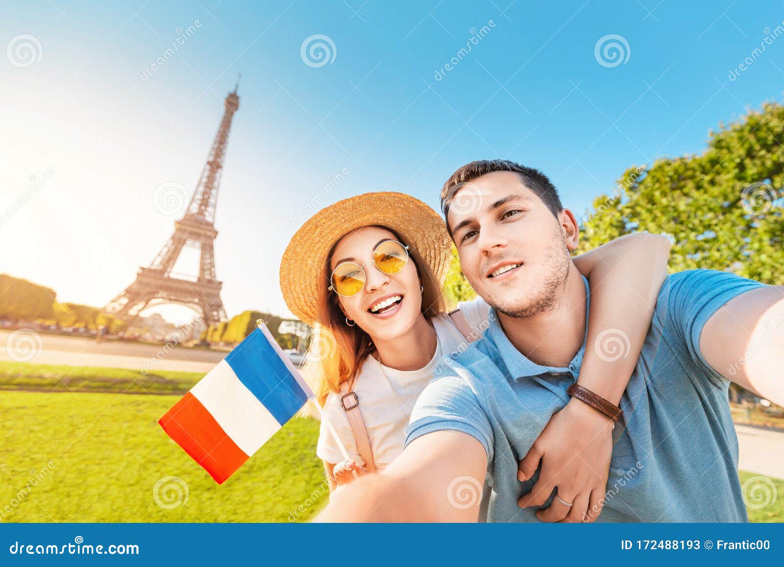 Couple in Love Hugging and Taking Selfie with French Flag and Eiffel Tower in the Background. Honeymoon Travel in Stock Image - Image of europe, paris: 172488193 Couple in Love Hugging and Taking Selfie with French Flag and Eiffel Tower in the Background. Honeymoon Travel in Stock Image - Image of europe, paris: 172488193