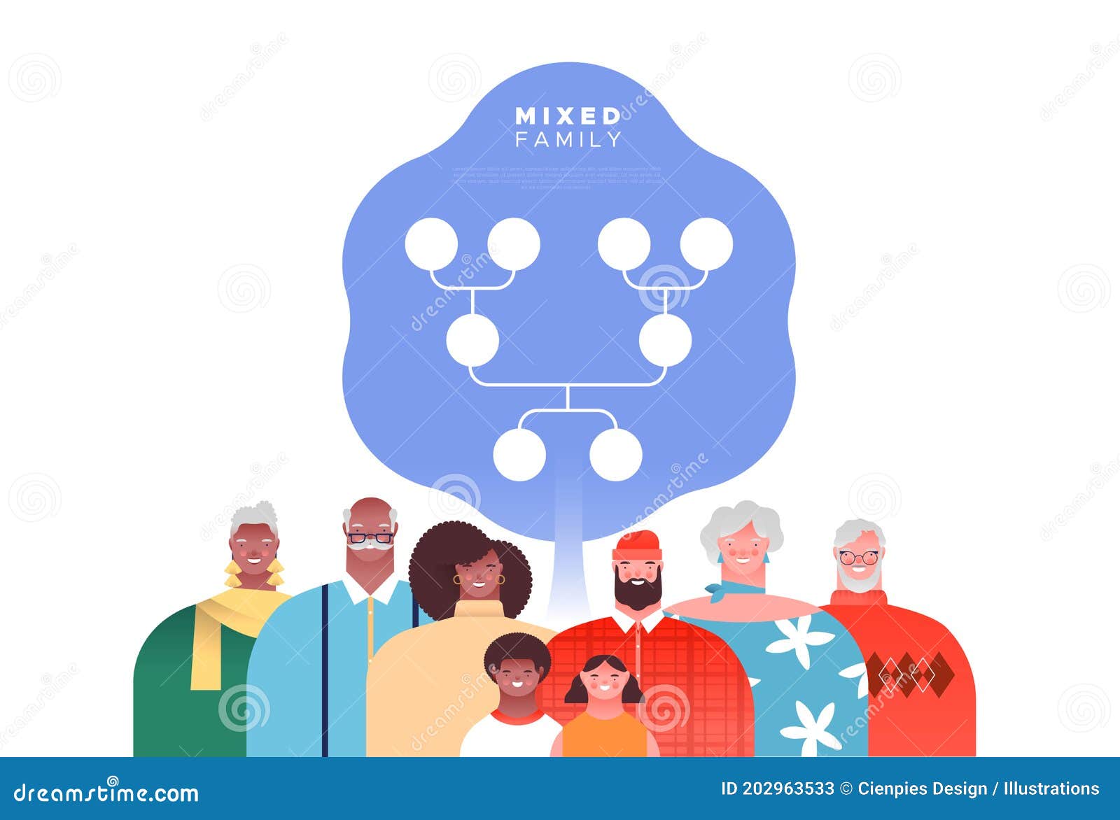 Mixed Race Family People Genealogy Tree Template Stock Vector Mixed Race Family People Genealogy Tree Template Stock Vector