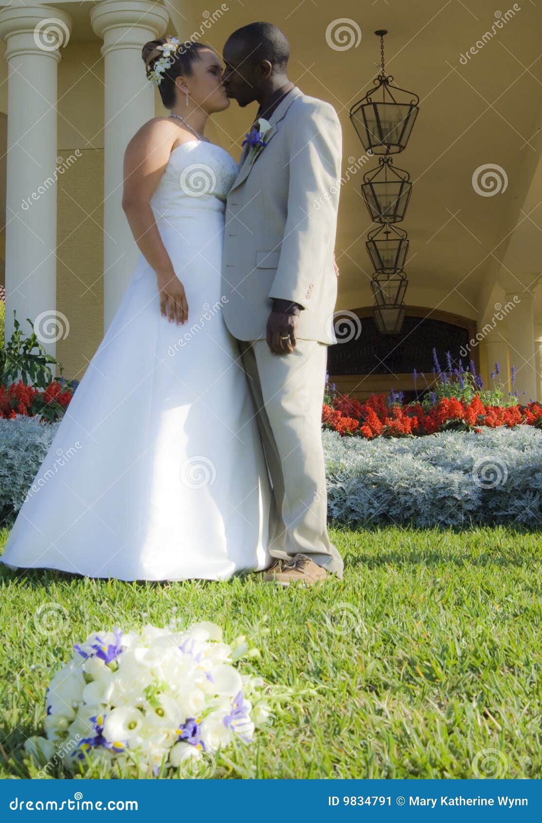 Mixed Race Wedding Couple Kiss Stock Image Image Of Diversity