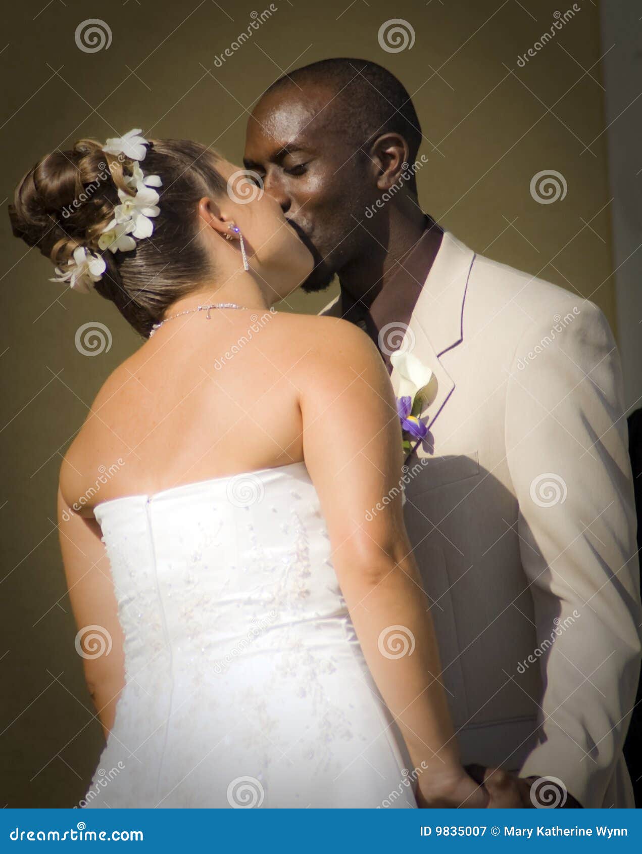 Mixed Race Wedding Couple Kiss Stock Image Image Of Bridal Adore 9835007