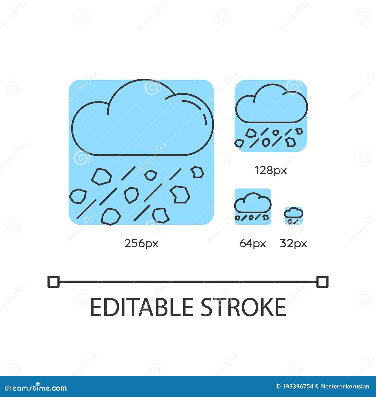 Mixed Rain Turquoise Linear Icons Set Stock Vector Illustration of