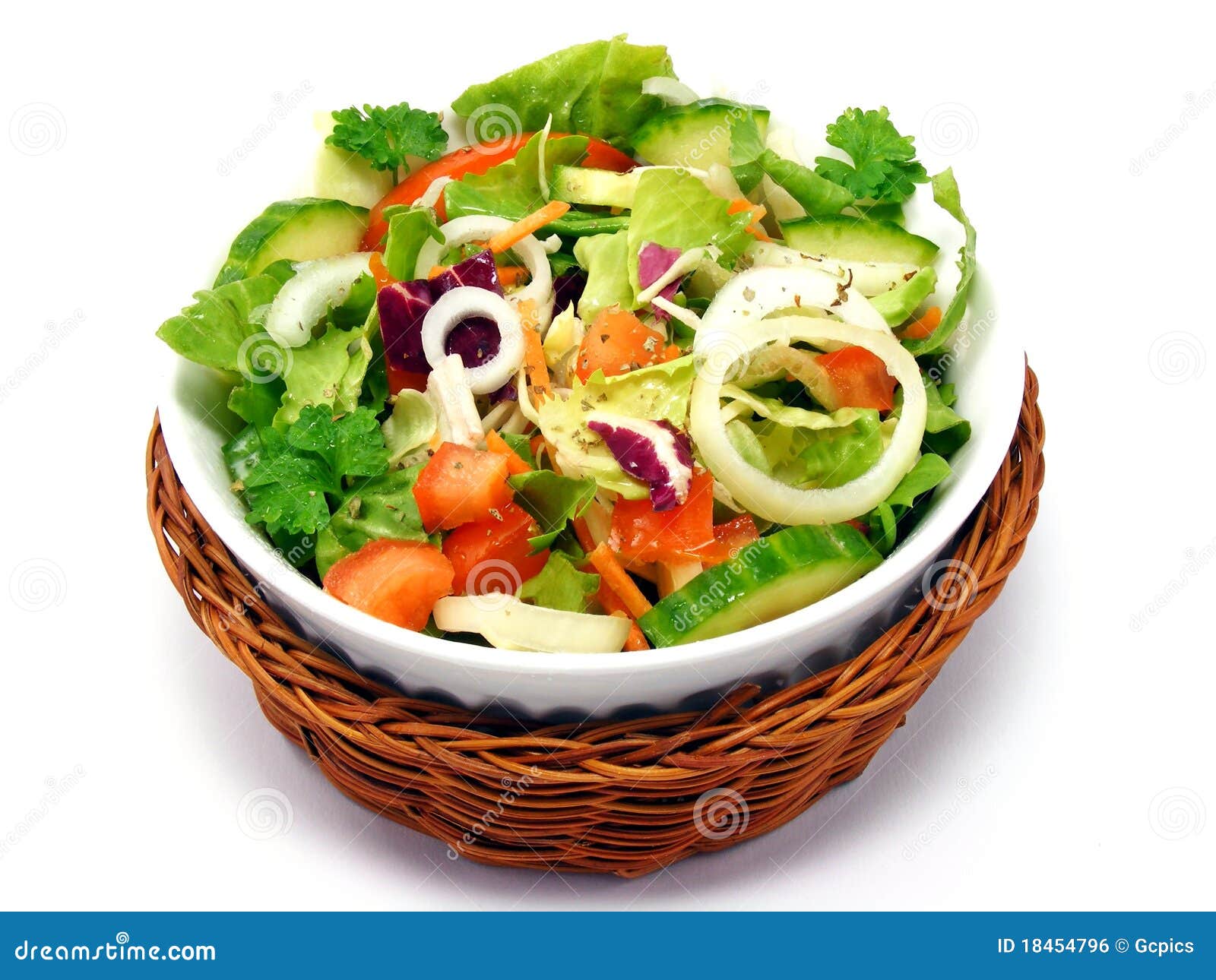 A mixed salad in a basket stock photo. Image of dish 18454796