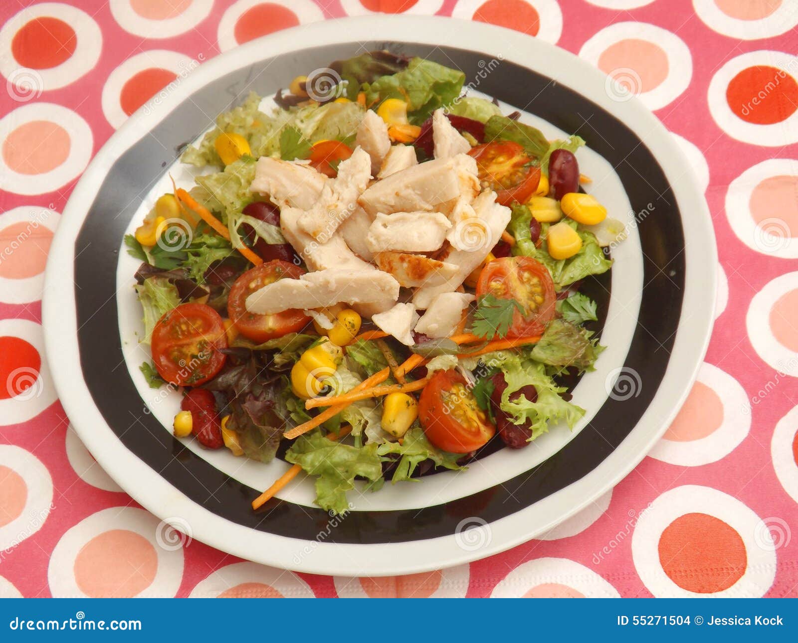 Mixed salad with chicken stock photo. Image of chicken 55271504