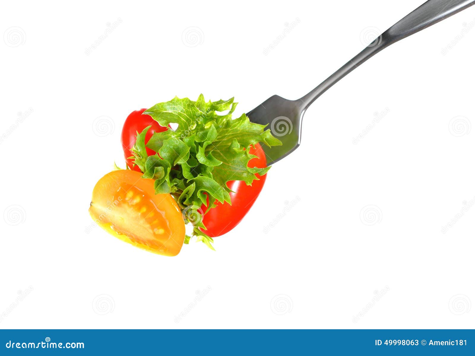 Mixed salad on fork stock image. Image of tomato, salad 49998063