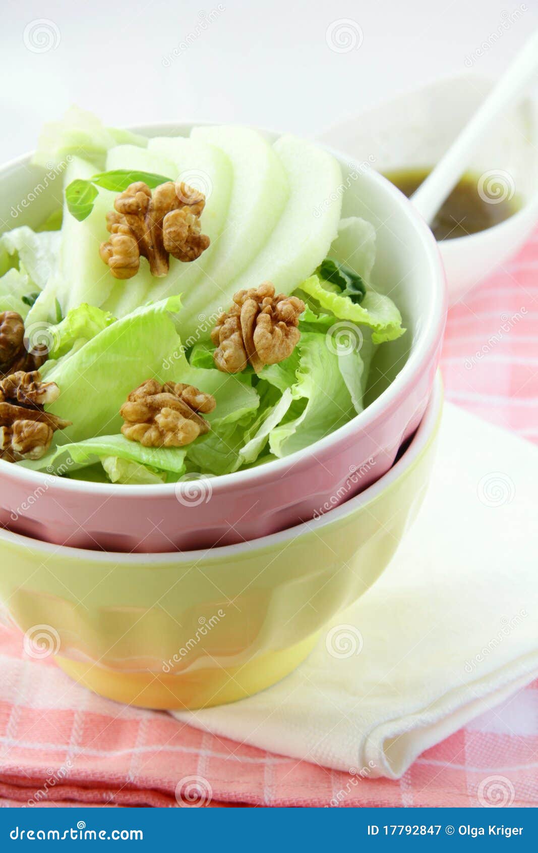 Mixed Salad with Green Apple and Walnuts Stock Image Image of