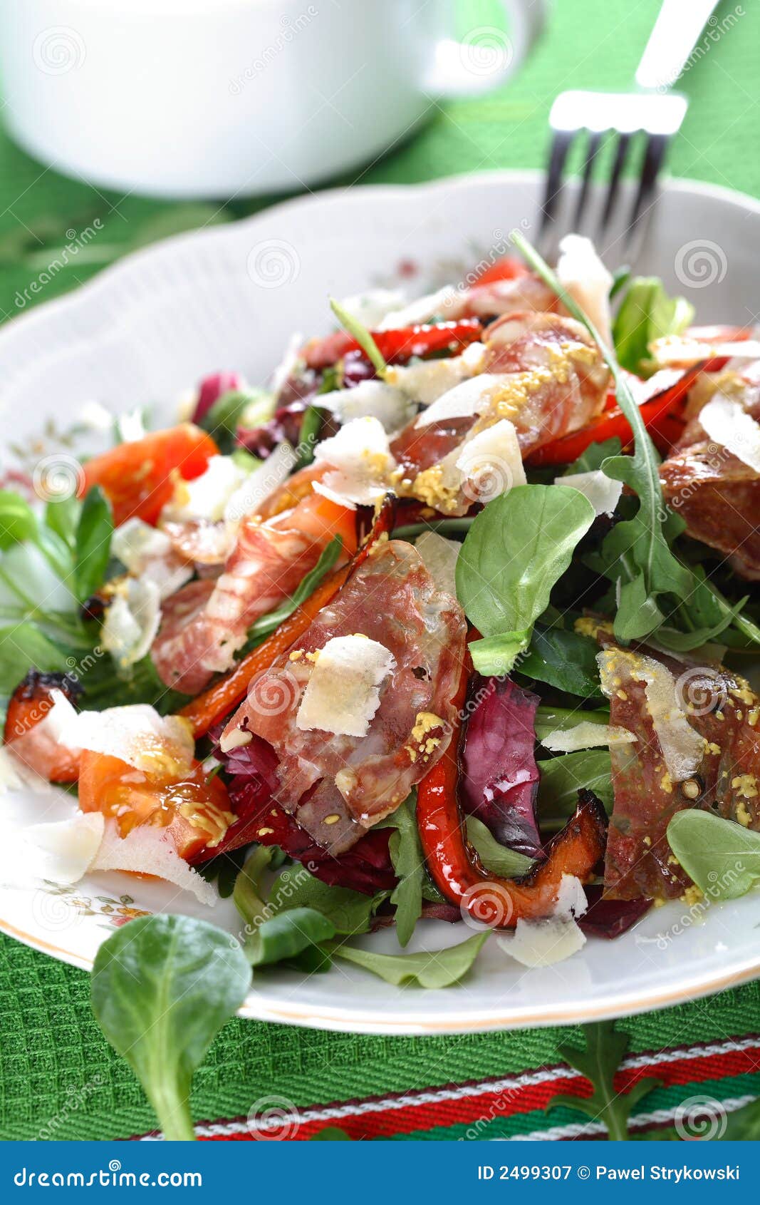 Mixed Salad With Salami Picture. Image 2499307