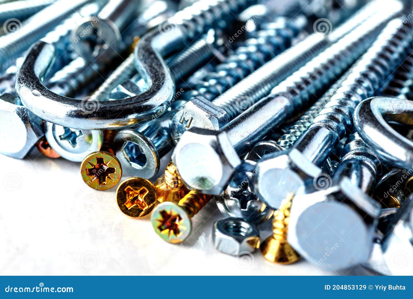 mixed screws and nails. industrial background. home improvement.bolts and nuts.close-up of various screws. use for background, top