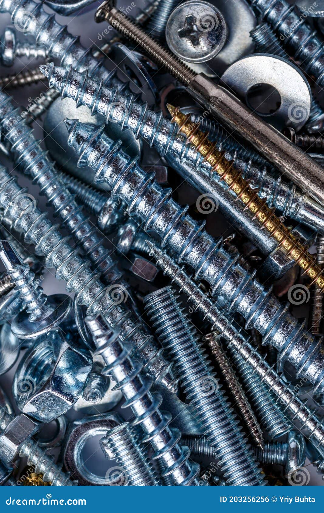 mixed screws and nails. industrial background. home improvement.bolts and nuts.close-up of various screws. use for background, top
