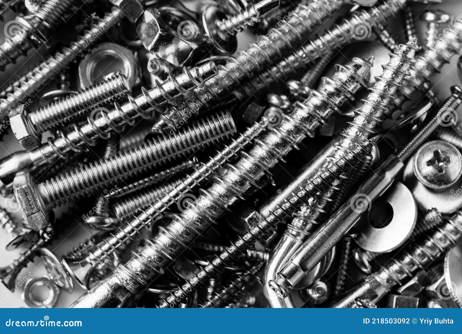 mixed screws and nails. industrial background. home improvement.bolts and nuts.close-up of various screws. use for background, top