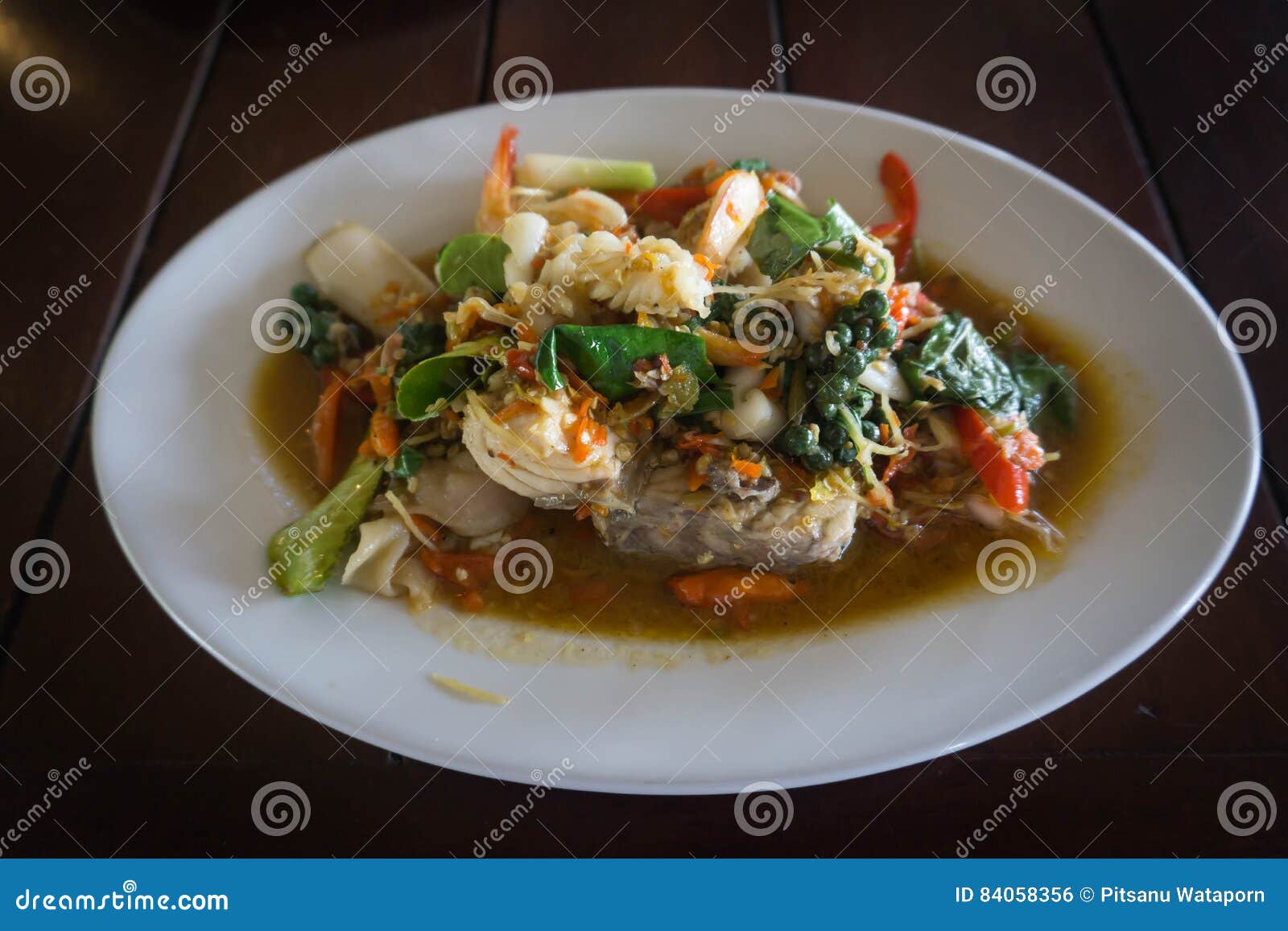 Mixed Seafood Stir Fried Spicy Stock Photo - Image of chinese