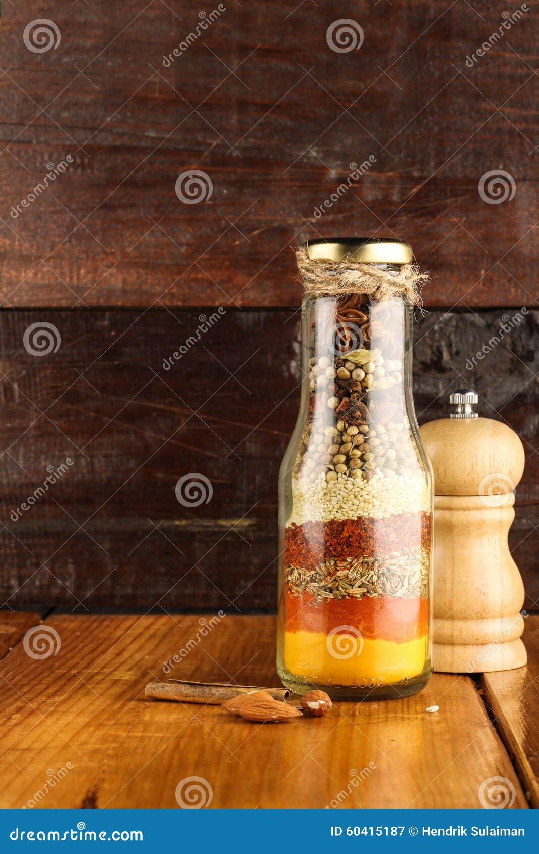 Mixed Spices and Herb in a Bottle Stock Image Image of green