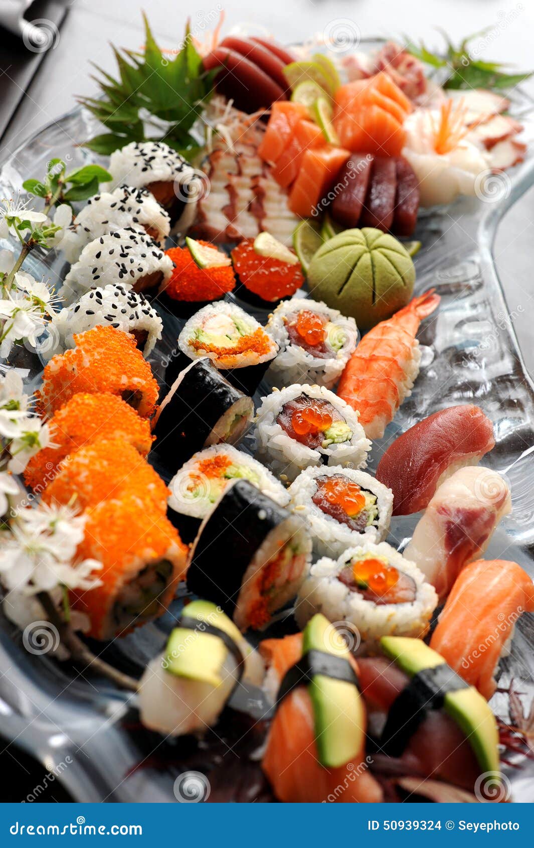 Mixed sushi plate stock photo. Image of meal, healthy 50939324
