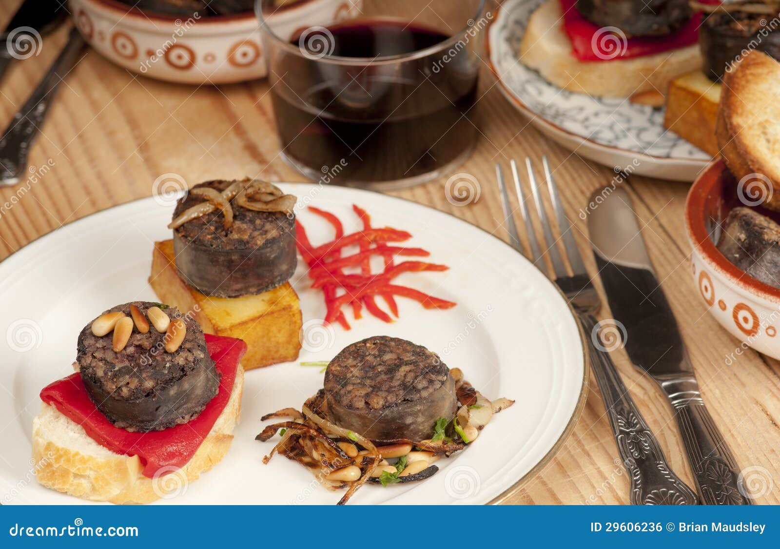 mixed tapas with morcilla.