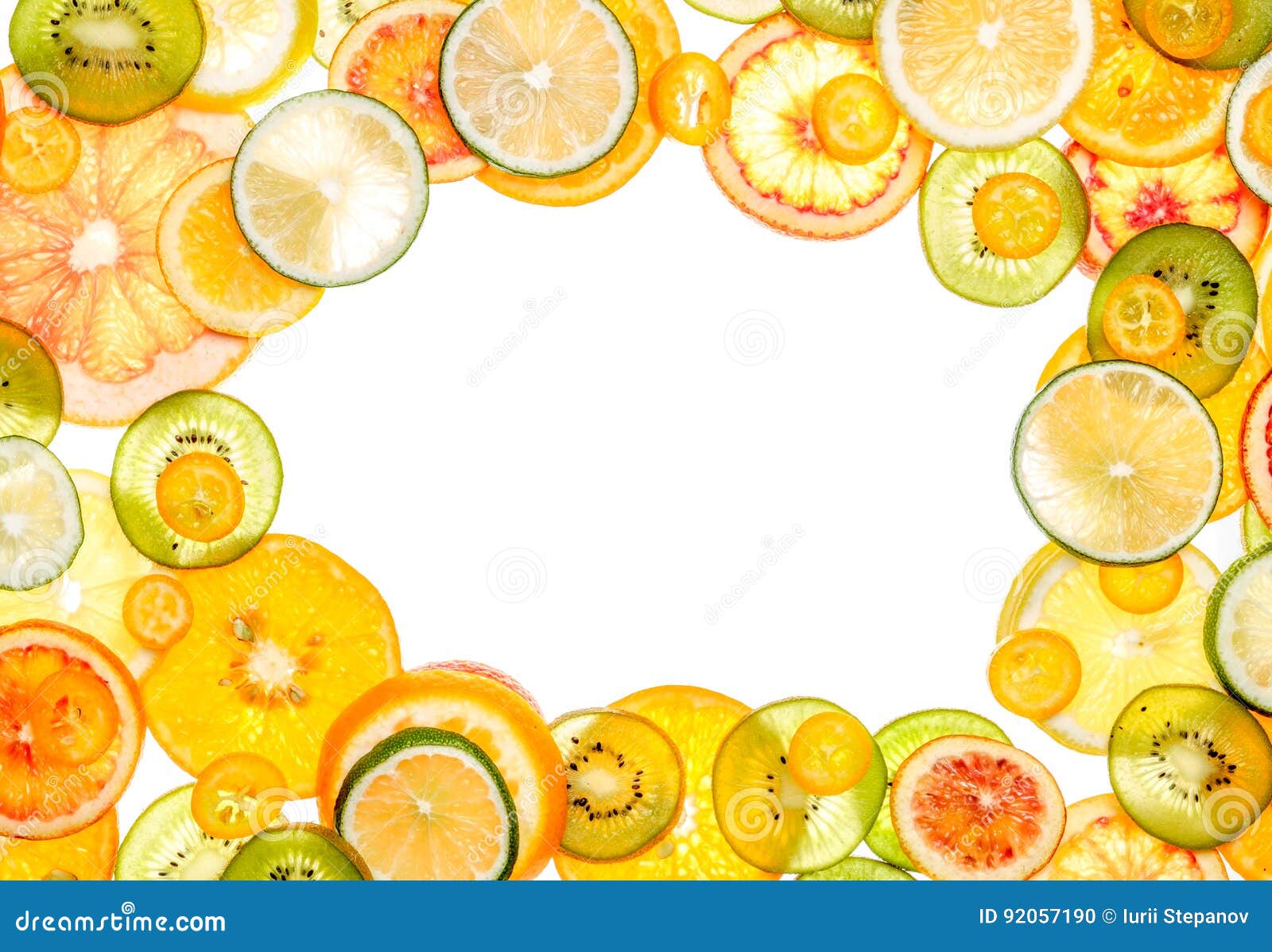 mixed transparent citrus fruit on white