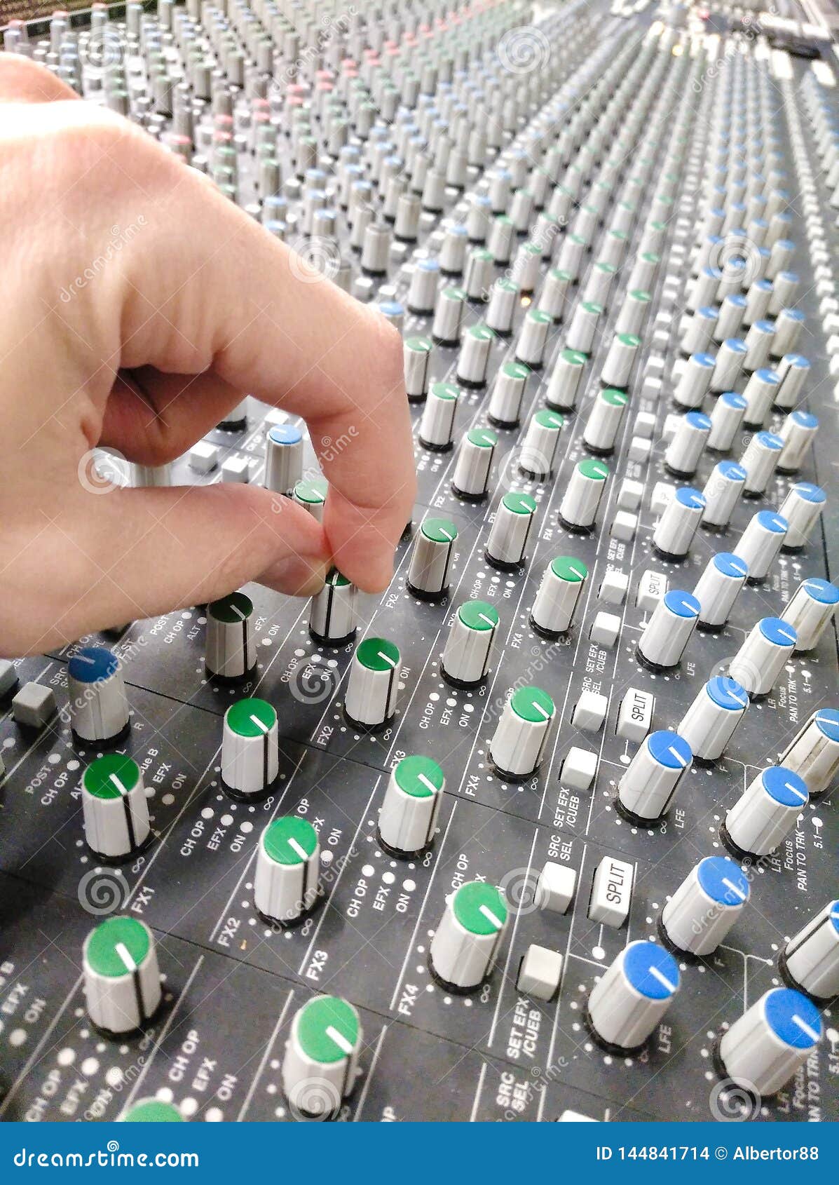 mixer console with hand