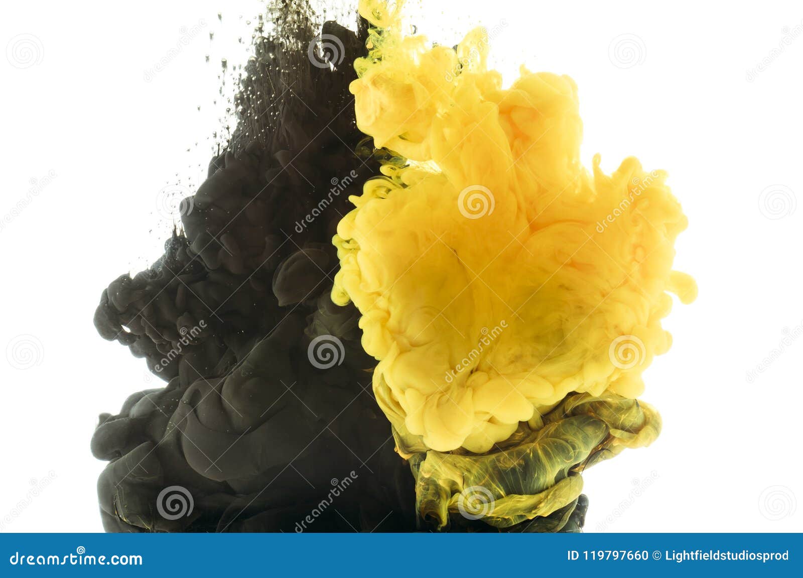 Mixing of Black and Yellow Paint, Stock Photo Image of splashes