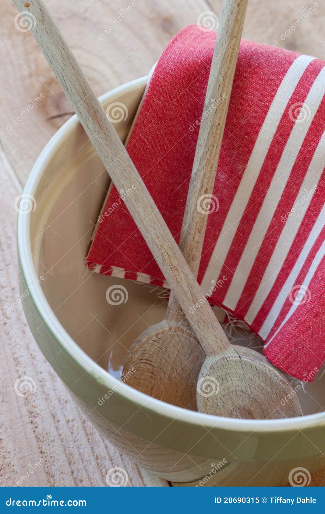 Mixing Bowl with Spoons and Towel Stock Image Image of ceramic, towel