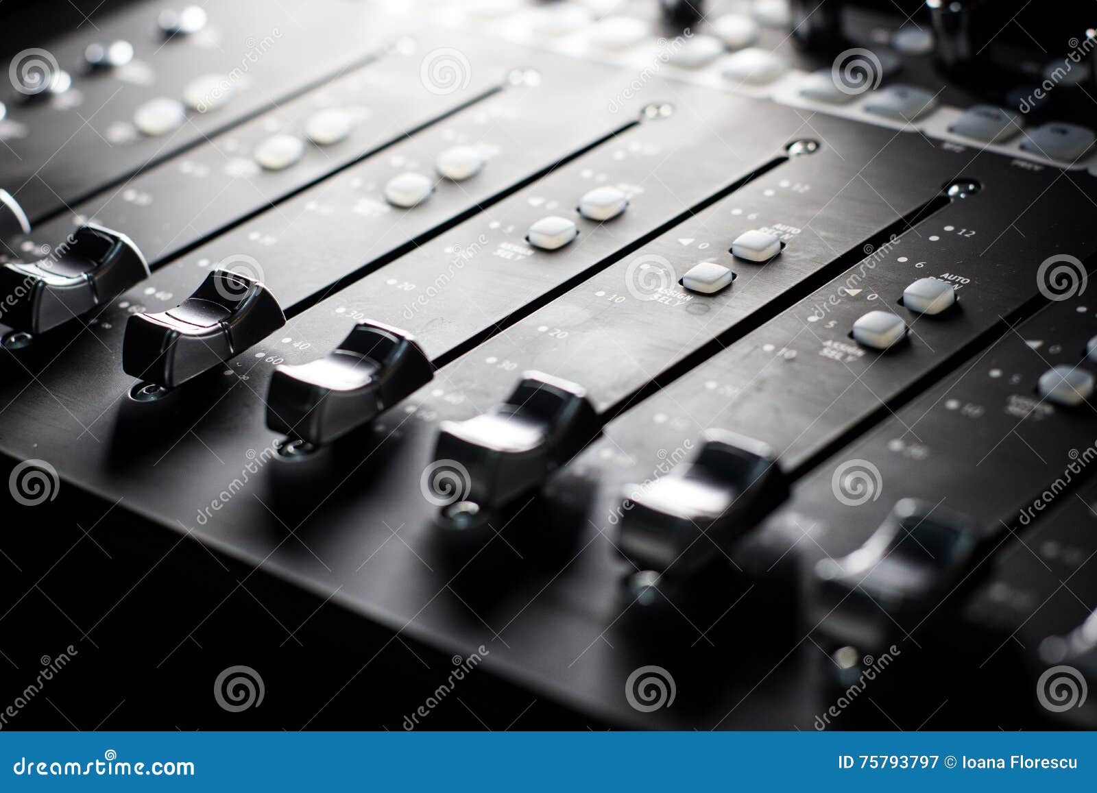 Mixing Console faders stock image. Image of controls 75793797