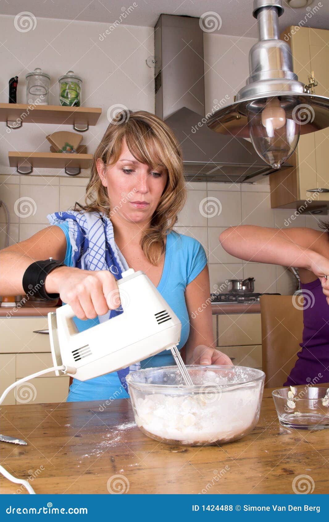 Mixing the flour stock photo. Image of attractive, female 1424488