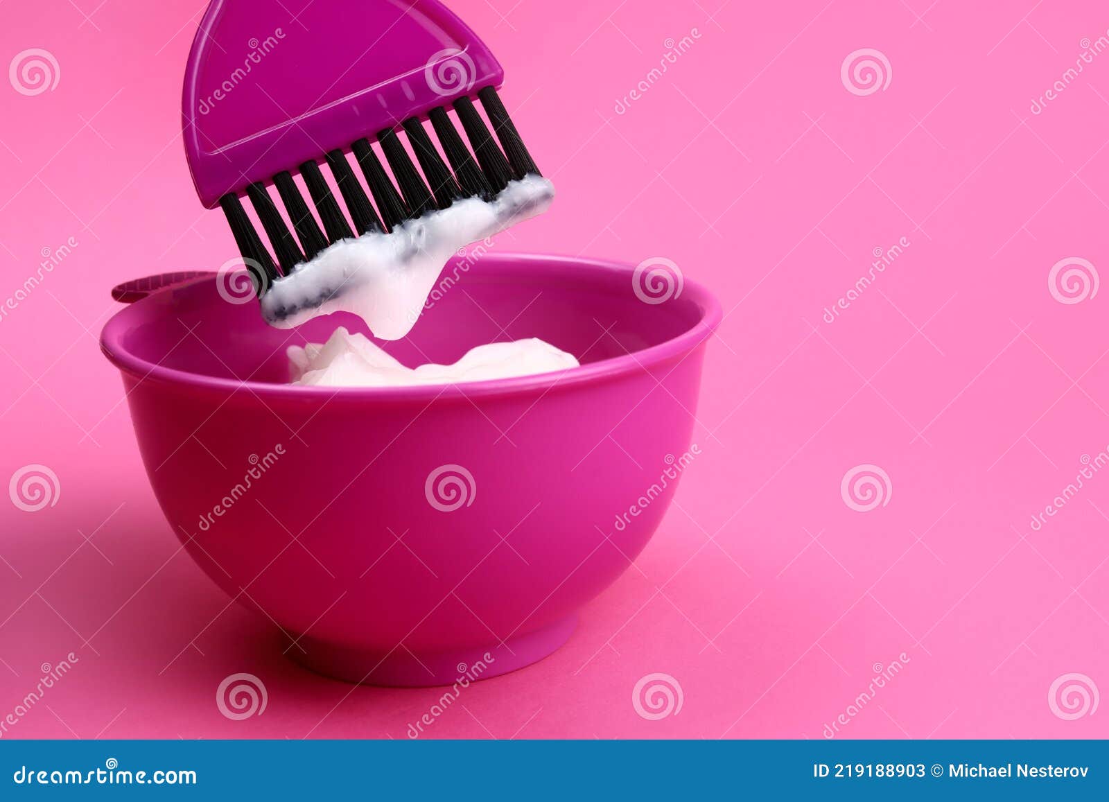 Mixing Hair Dye in Plastic Bowl. Hair Coloring Stock Image Image of service, stylist 219188903