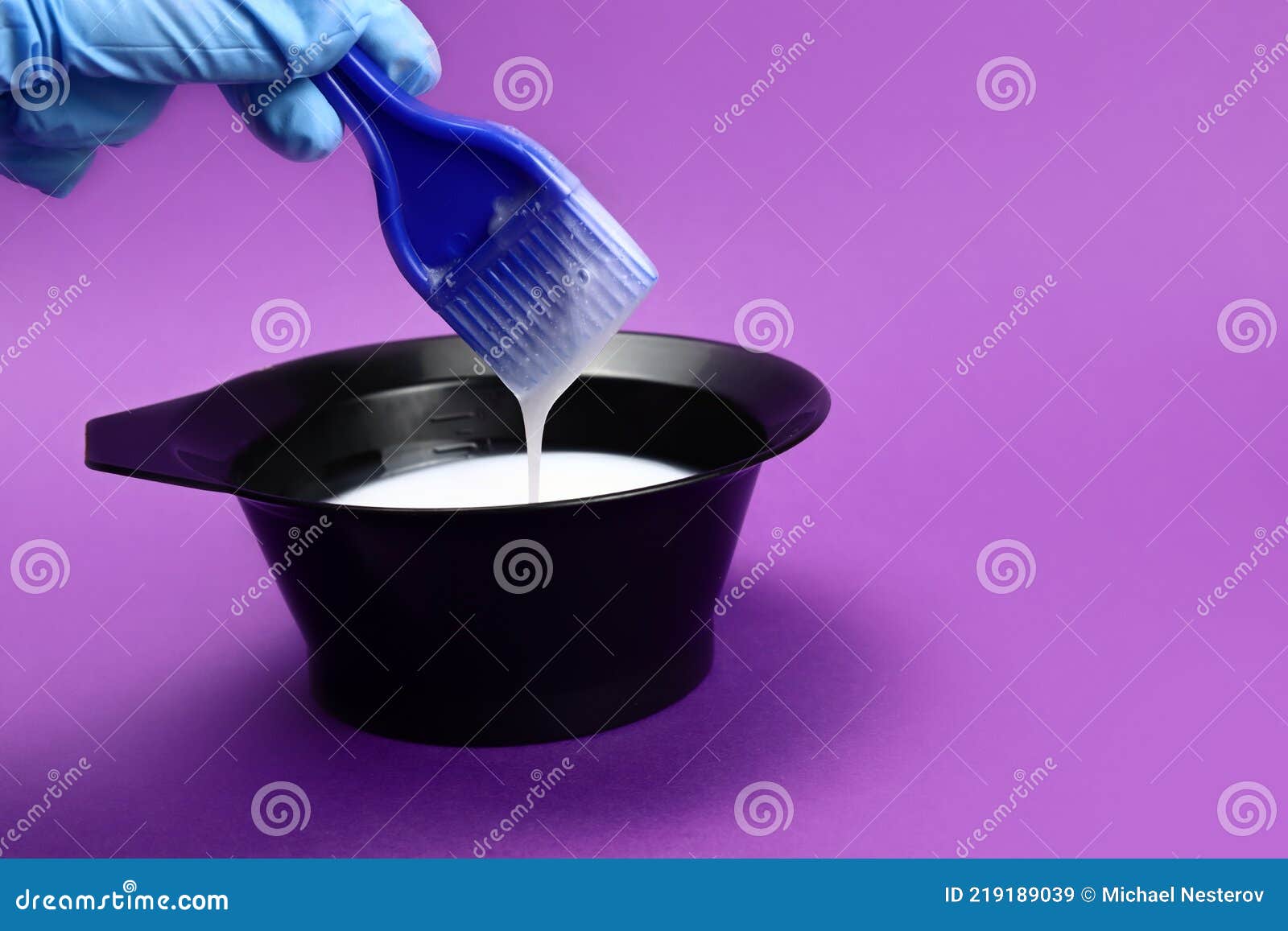 Mixing Hair Dye in Plastic Bowl. Hair Coloring Stock Image Image of treatment, care 219189039