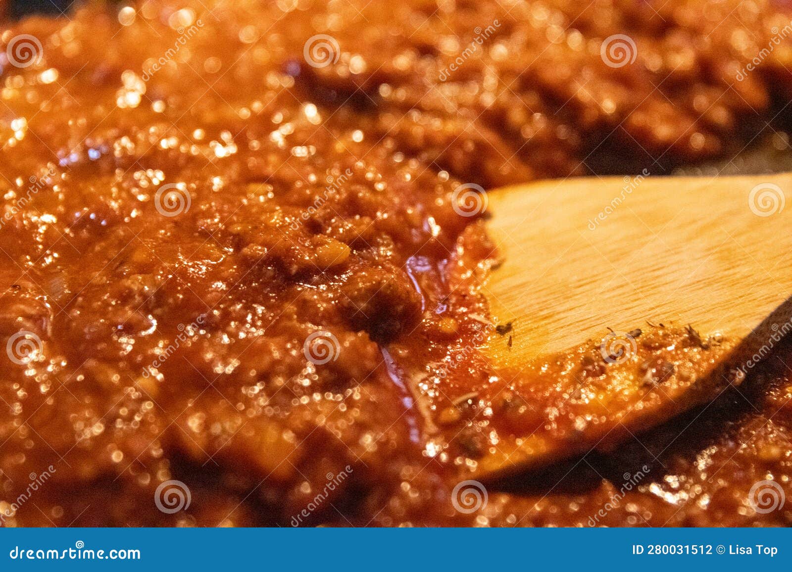 Mixing tomato beef sauce stock photo. Image of marinara 280031512