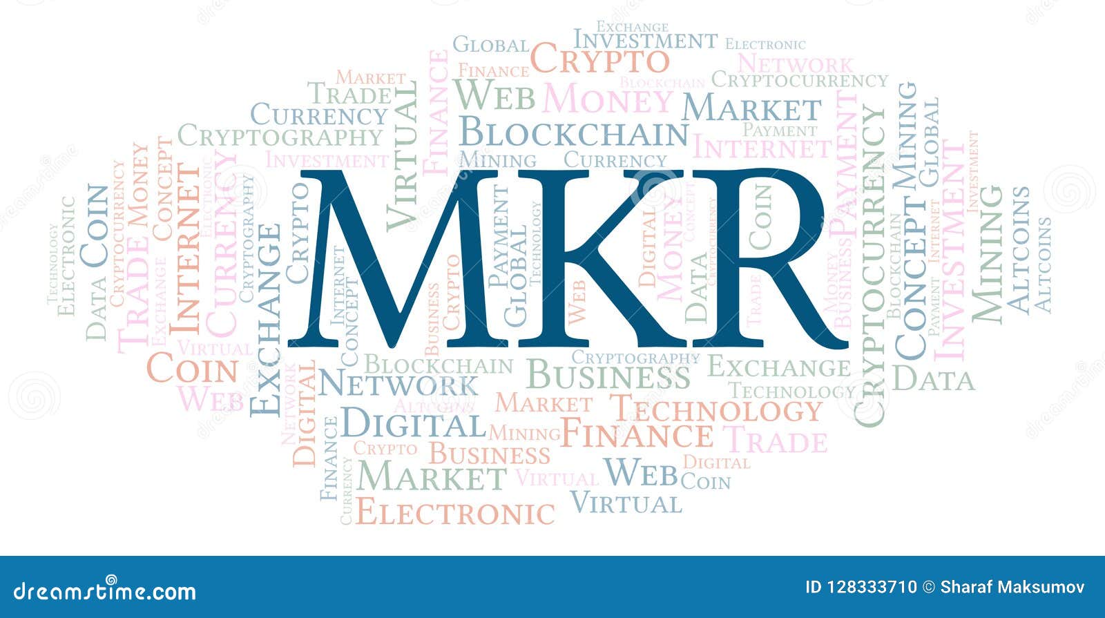 MKR Or Maker Cryptocurrency Coin Word Cloud. Stock ...
