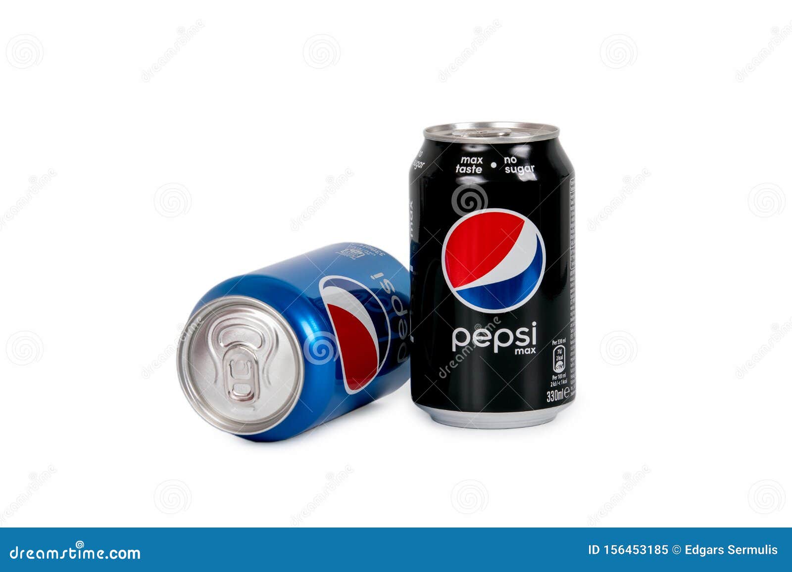330ml Pepsi With Sugar And No Sugar Can Isolated On White Background ...