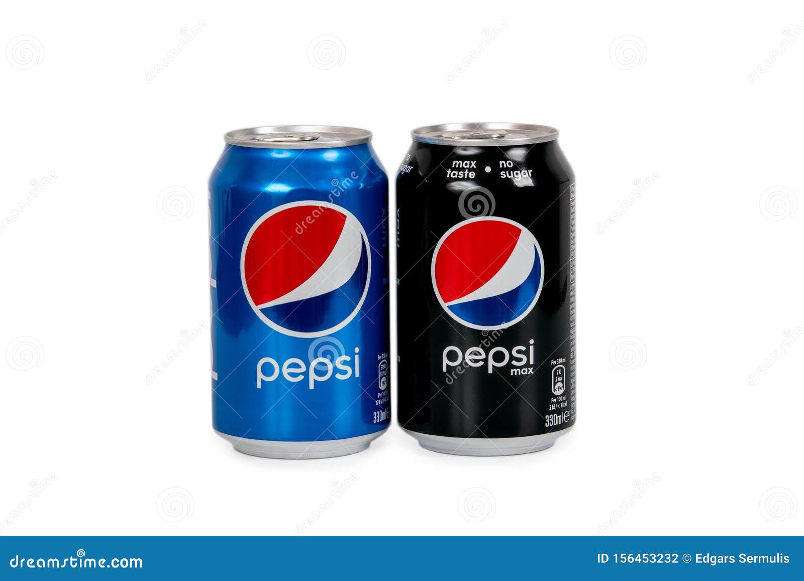 330ml Pepsi with Sugar and No Sugar Can Isolated on White Background ...