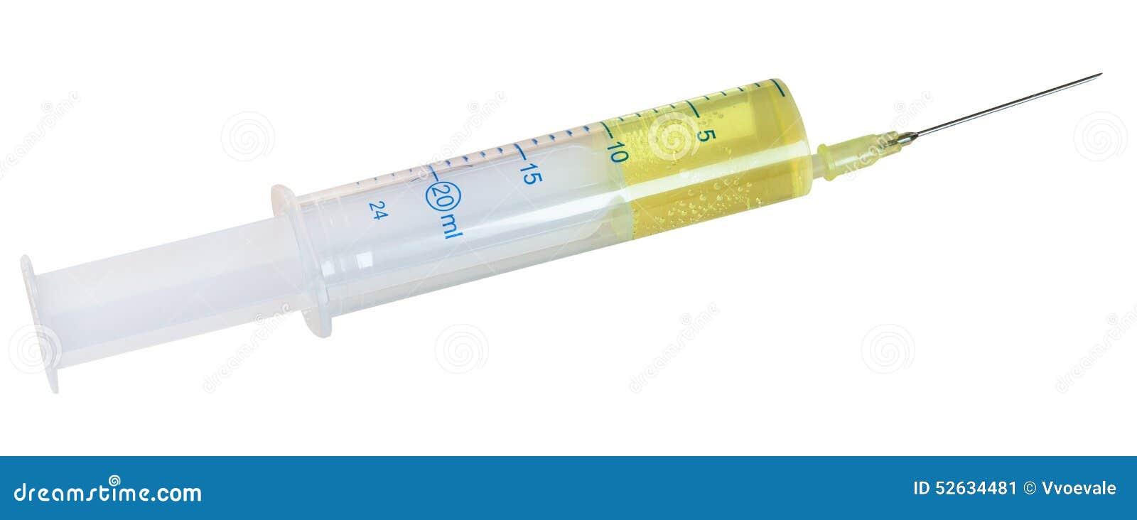 20 Ml Syringe Filled with Yellow Infusion Isolated Stock Image Image