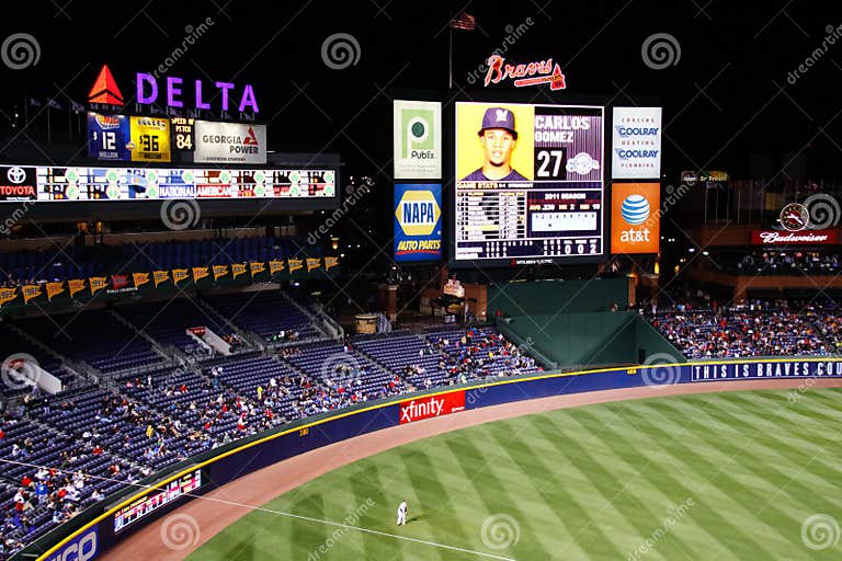 MLB Atlanta Braves Scoreboard and Outfield Editorial Photography