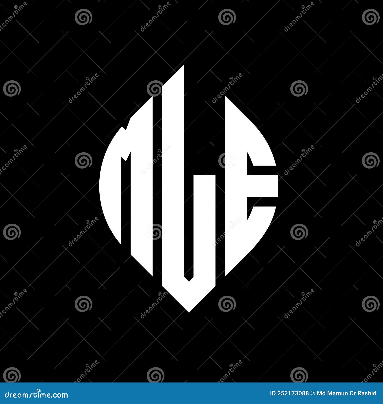 mle circle letter logo  with circle and ellipse . mle ellipse letters with typographic style. the three initials form a