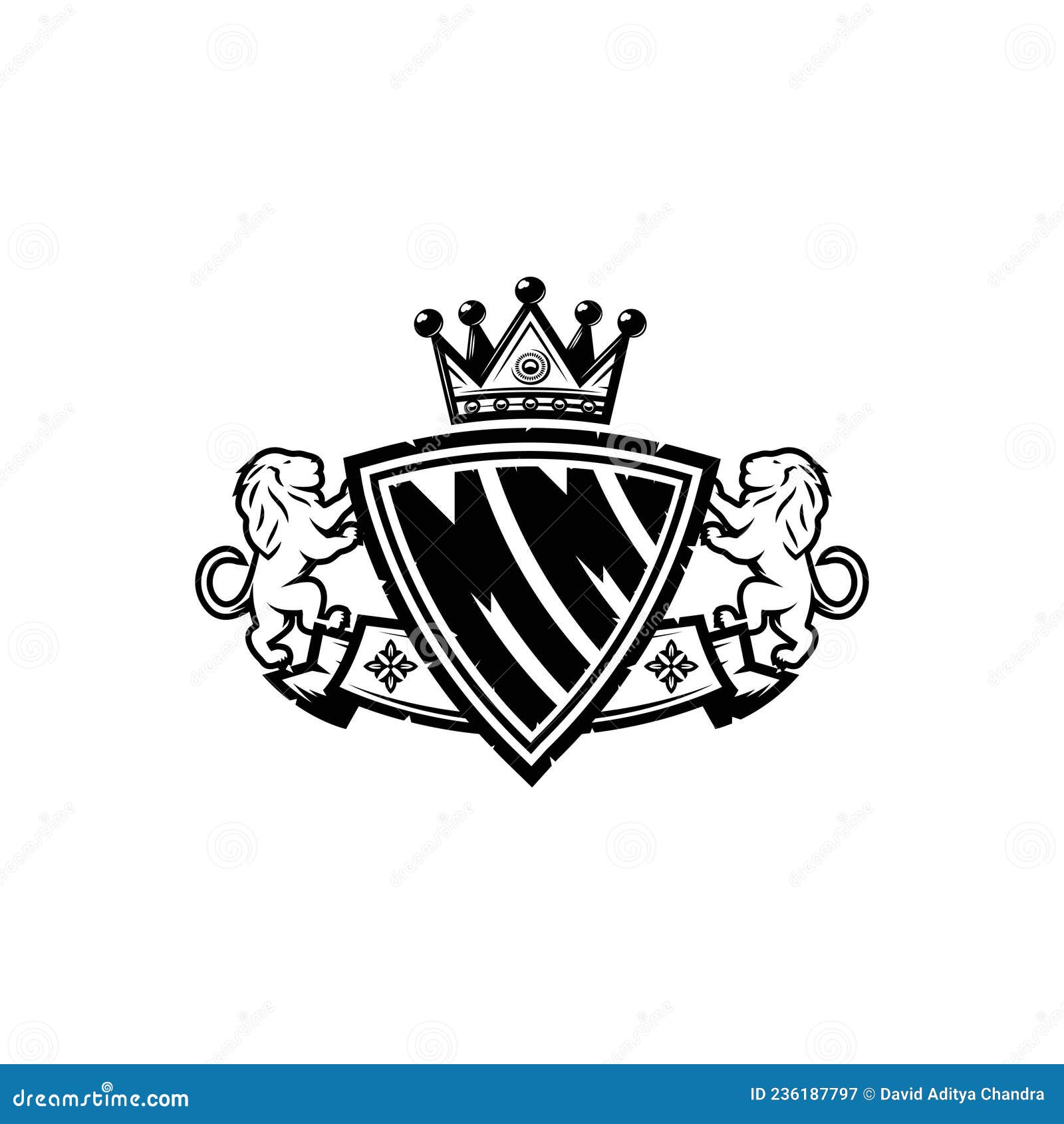 MM Logo Monogram Shield Crown Luxury Design Stock Vector