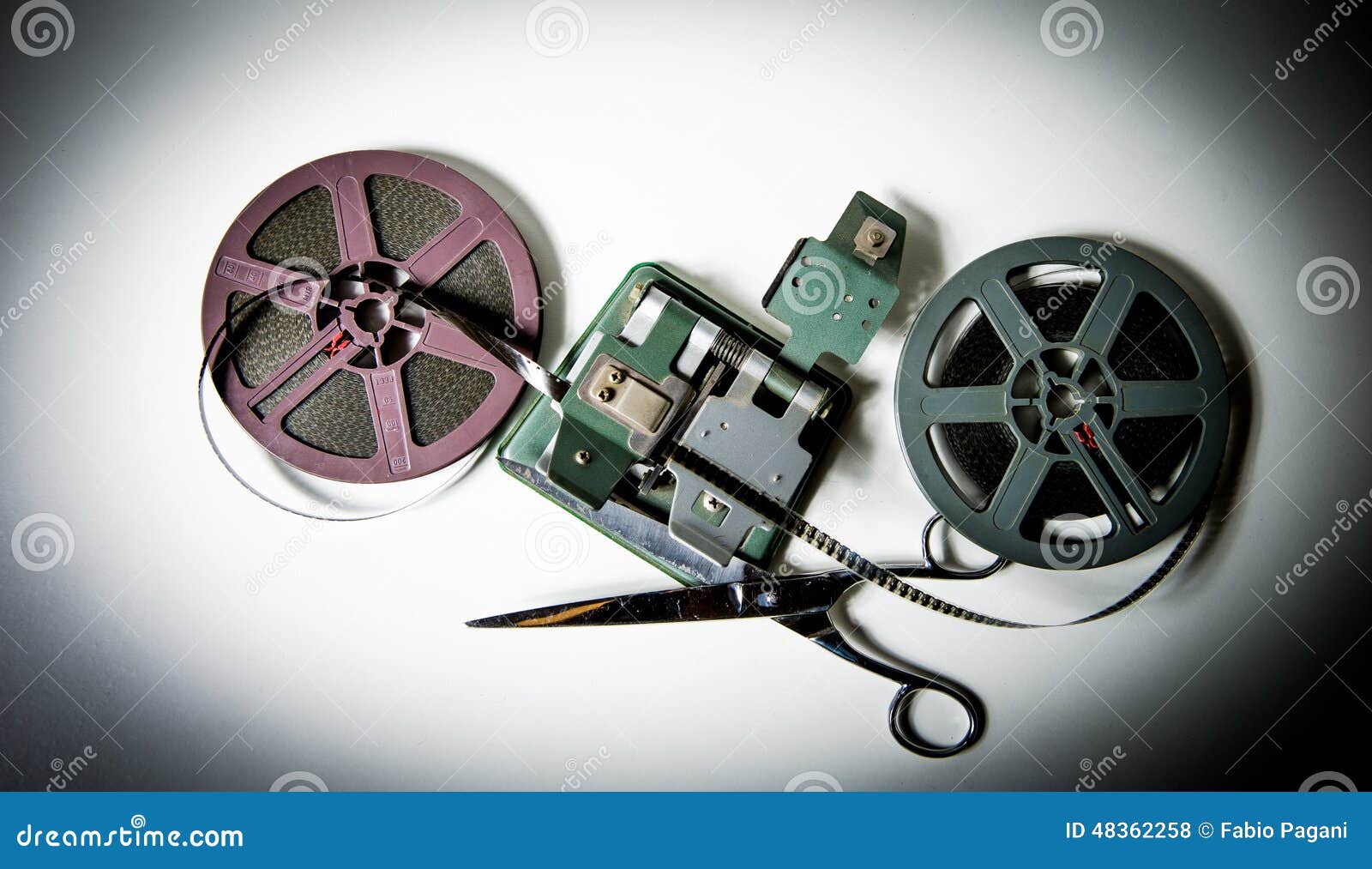 8mm Movie Reels, Film on Splicer Ans Scissors Stock Photo - Image of  connection, purple: 48362258