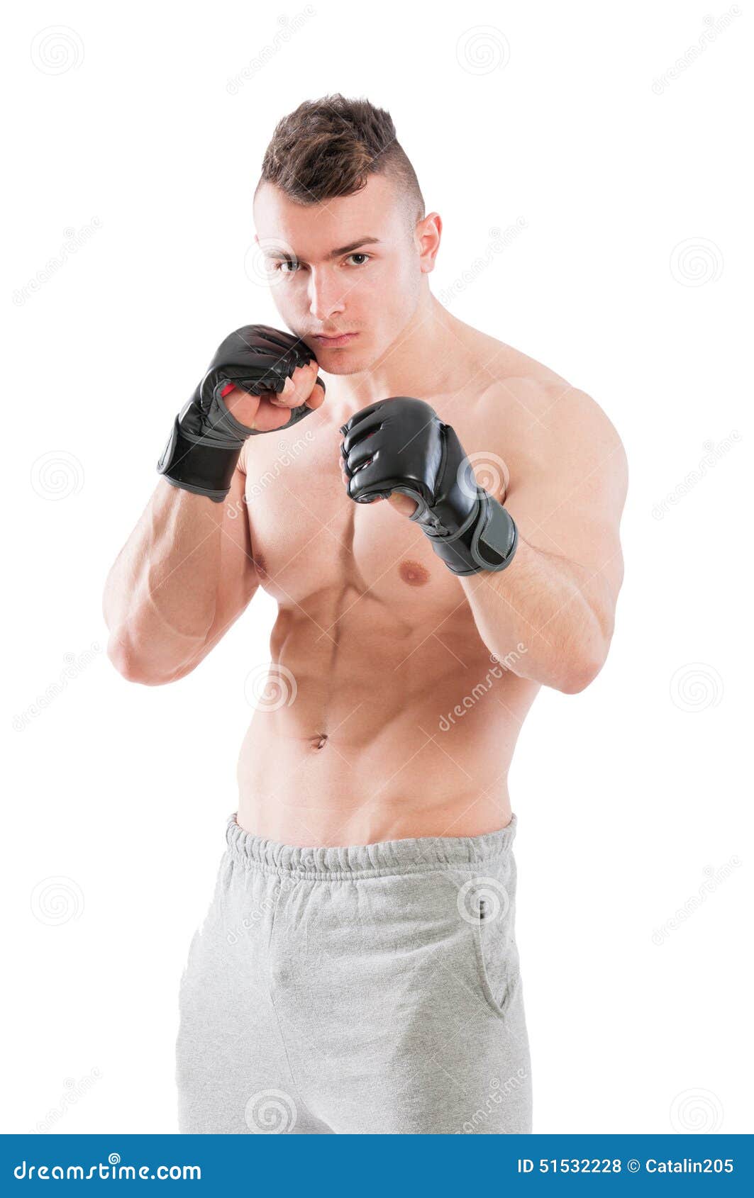 MMA Fighter on White Background Stock Photo - Image of hand, background ...