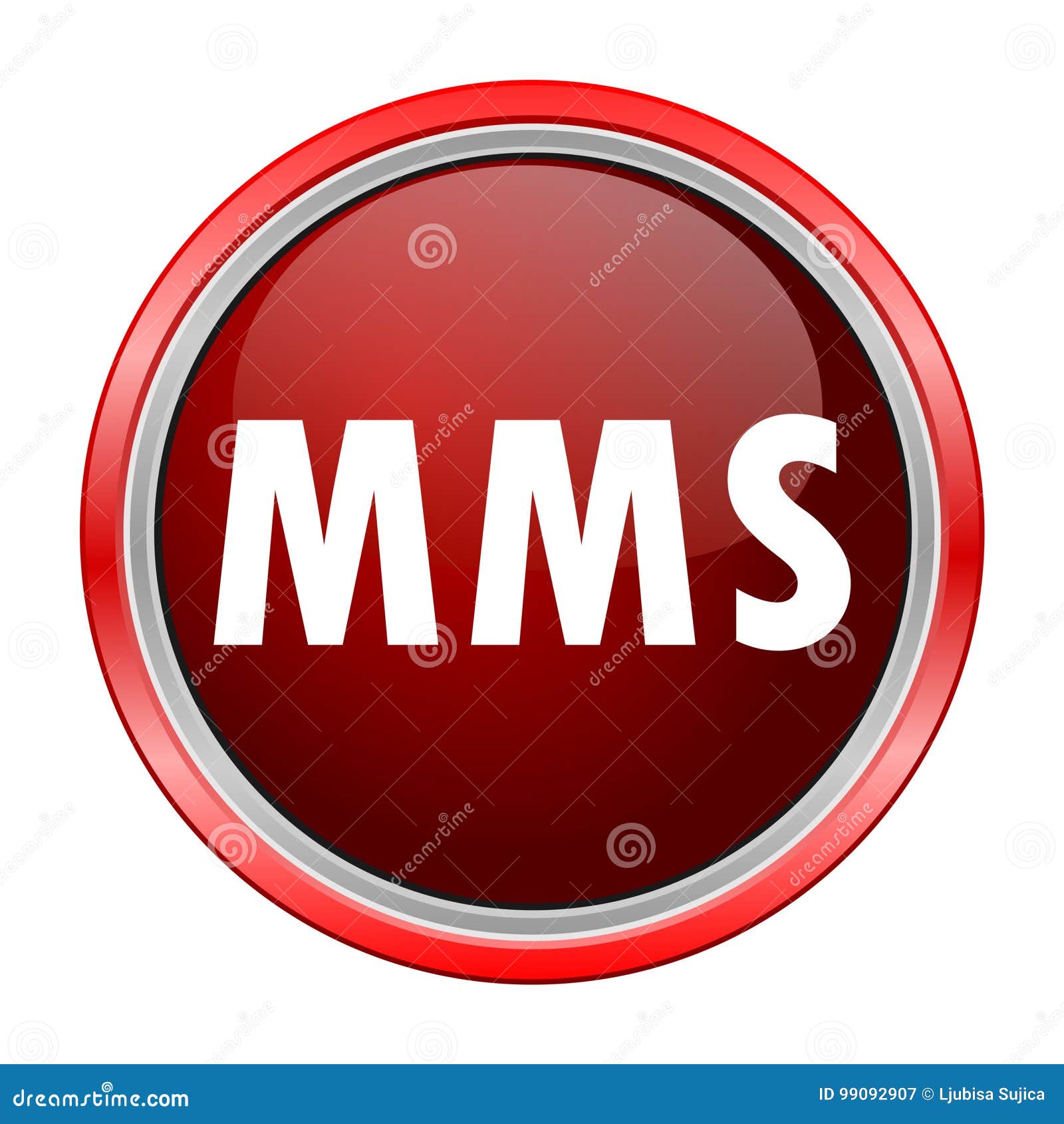mms round metallic red button