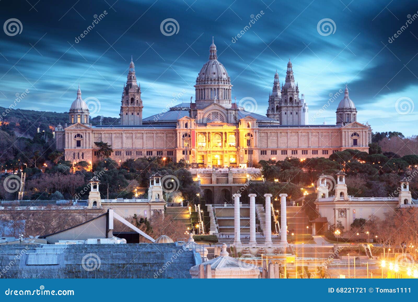 mnac museum located at montjuic area in barcelona, spain
