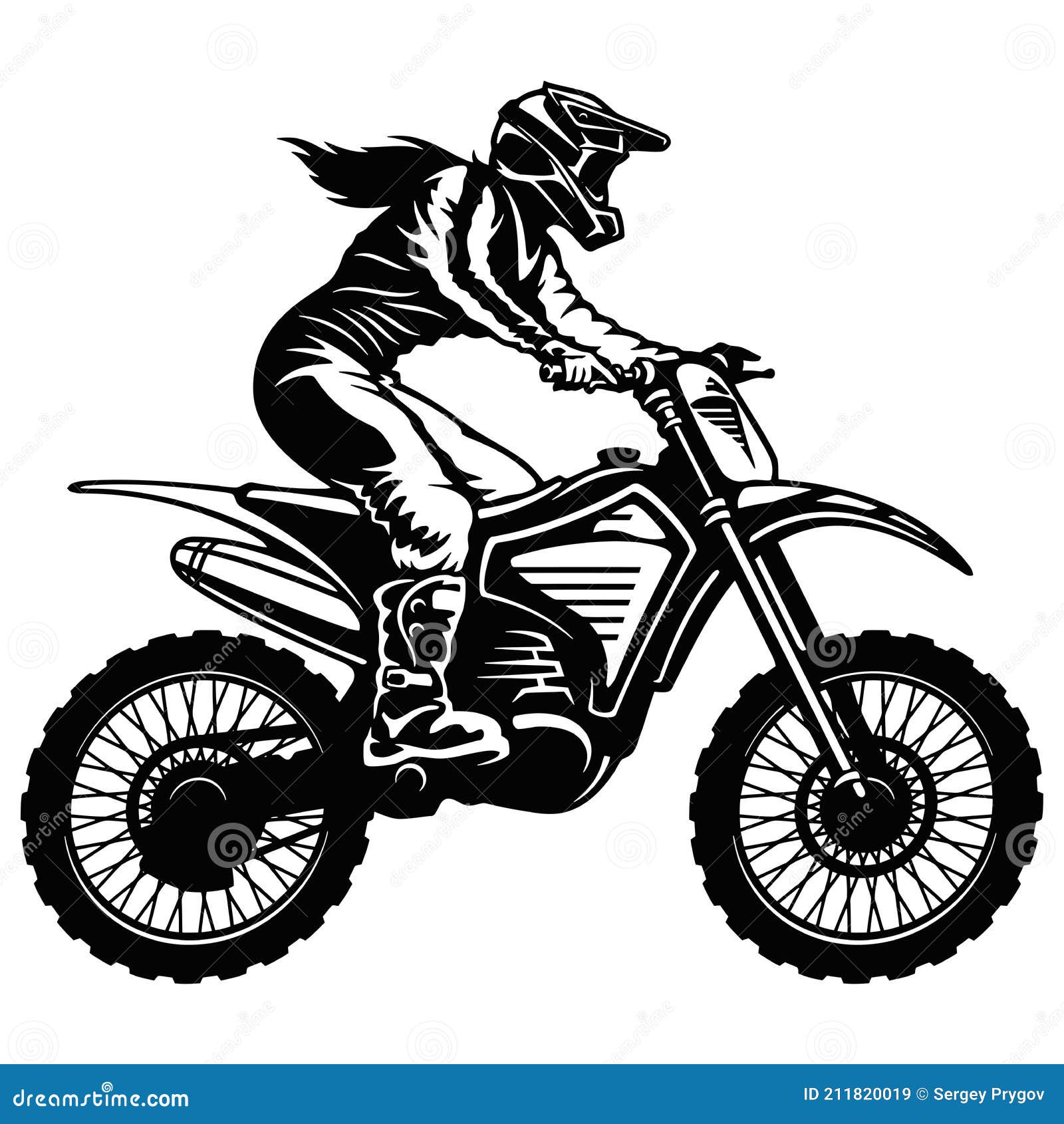 Vetores de Desenho De Veículos De Moto Offroad Só Preto E Branco