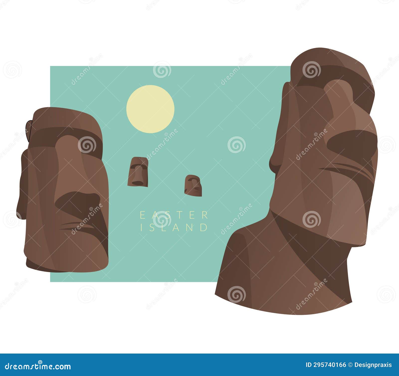 Premium Vector Illustration of Moai Statues on Easter Island